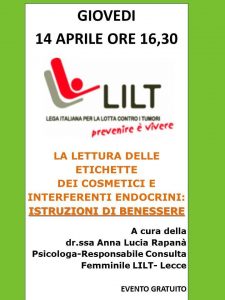 14/04 Lecce  Seminario – Istruzioni per il nostro benessere