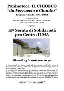 23/06 Gallipoli – 15ma Serata di beneficenza pro Centro di Ricerca Ilma