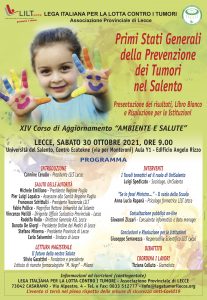 “Primi Stati Generali della Prevenzione dei Tumori nel Salento”, il 30 ottobre il convegno finale