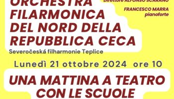 “Una mattina a Teatro con le Scuole”: il 21 ottobre l’Orchestra del Nord della Repubblica Ceca con il pianista Francesco Marra per il Centro Ilma