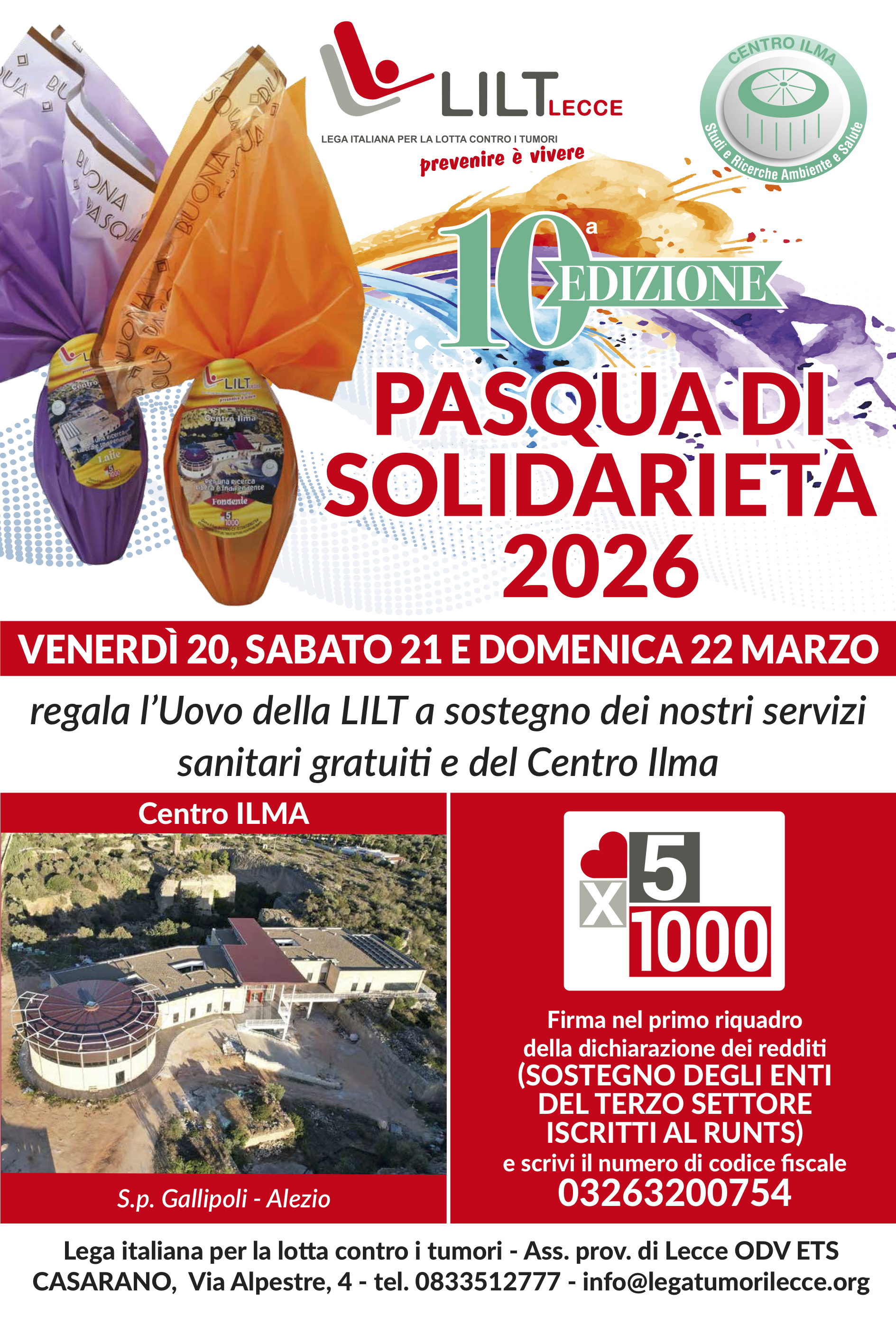 10ma ed.PASQUA DELLA SOLIDARIETA’ – SOSTIENI LA LOTTA AI TUMORI CON L’UOVO LILT LECCE