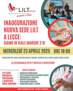 RIAPRE LA SEDE LILT A LECCE: TAGLIO DEL NASTRO IL 23 APRILE