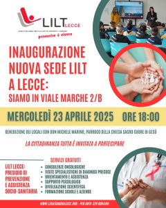 RIAPRE LA SEDE LILT A LECCE: TAGLIO DEL NASTRO IL 23 APRILE
