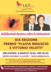 19° Premio “Inguscio-Velotti”, via alle candidature on-line. Lilt Lecce celebra l’impegno del Volontariato sul territorio