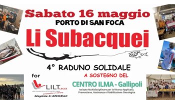 PESCA SOLIDALE E RACCOLTA FONDI PRO-CENTRO ILMA: A SAN FOCA IL 4° RADUNO “LI SUBACQUEI”